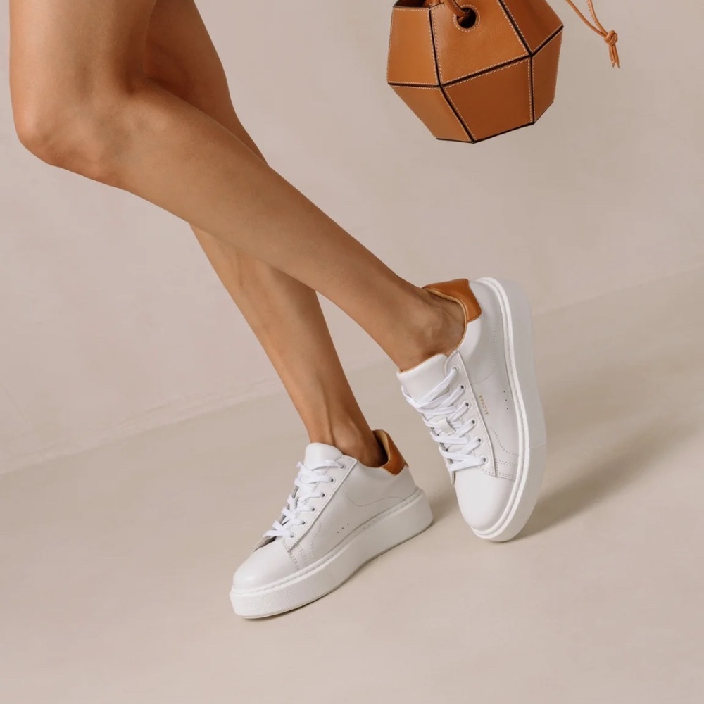 NWT Bright White Tan Sneakers